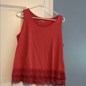 Croft & Barrow Red Tank Top with Lace Detail